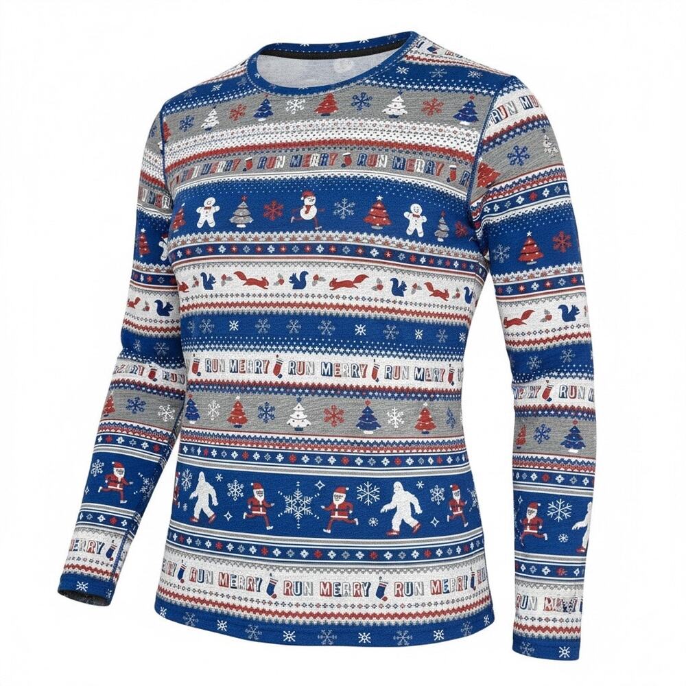 Brooks Running Women's Run Merry Holiday Christmas Graphic Long Sleeve Top
